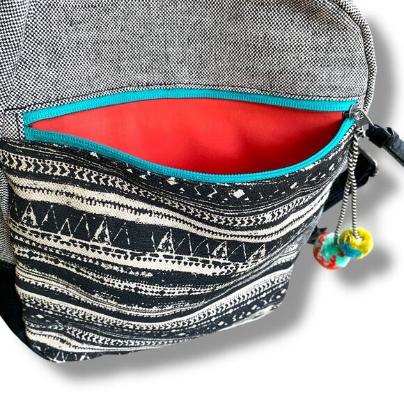 Pistil It Girl Backpack Multi Color Textured Canvas Faux Leather Book Bag - Picture 14 of 15